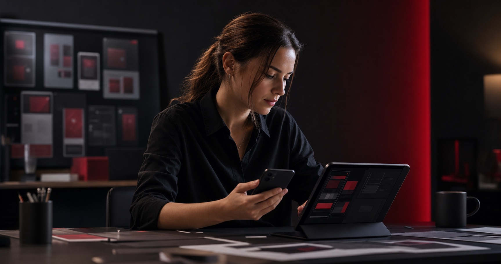 Product designer testing a mobile application