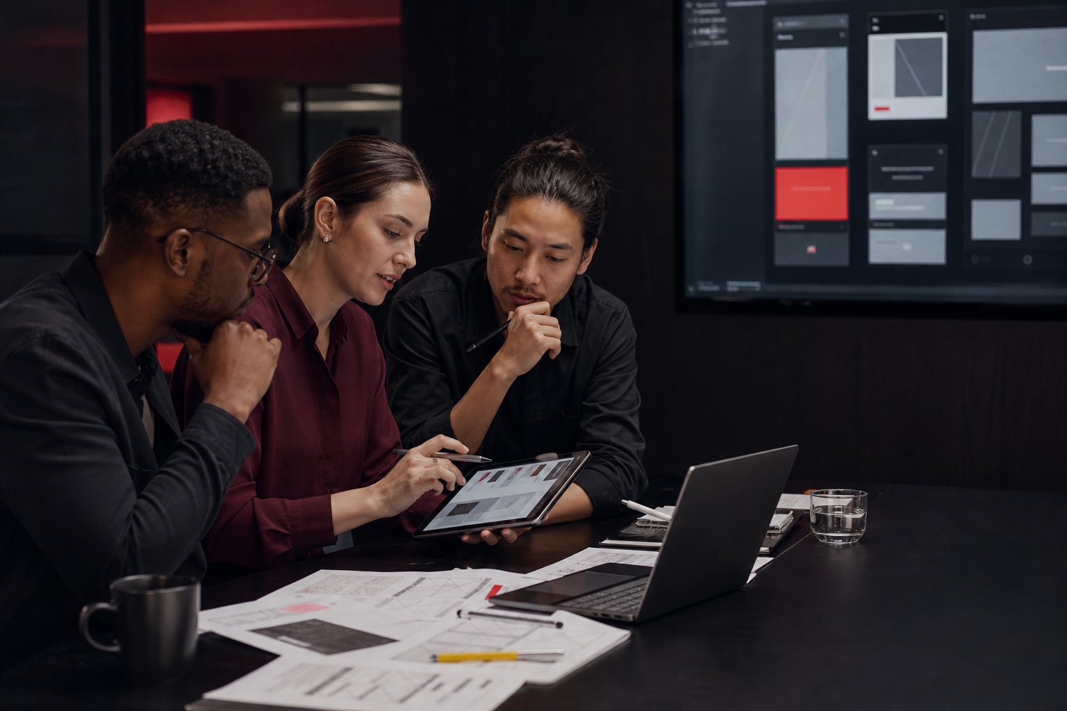 Product team collaborating on an application